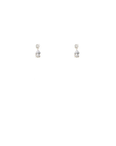 Cubic Zirconia Silver Tone Mini Pear Stone Drop Earrings