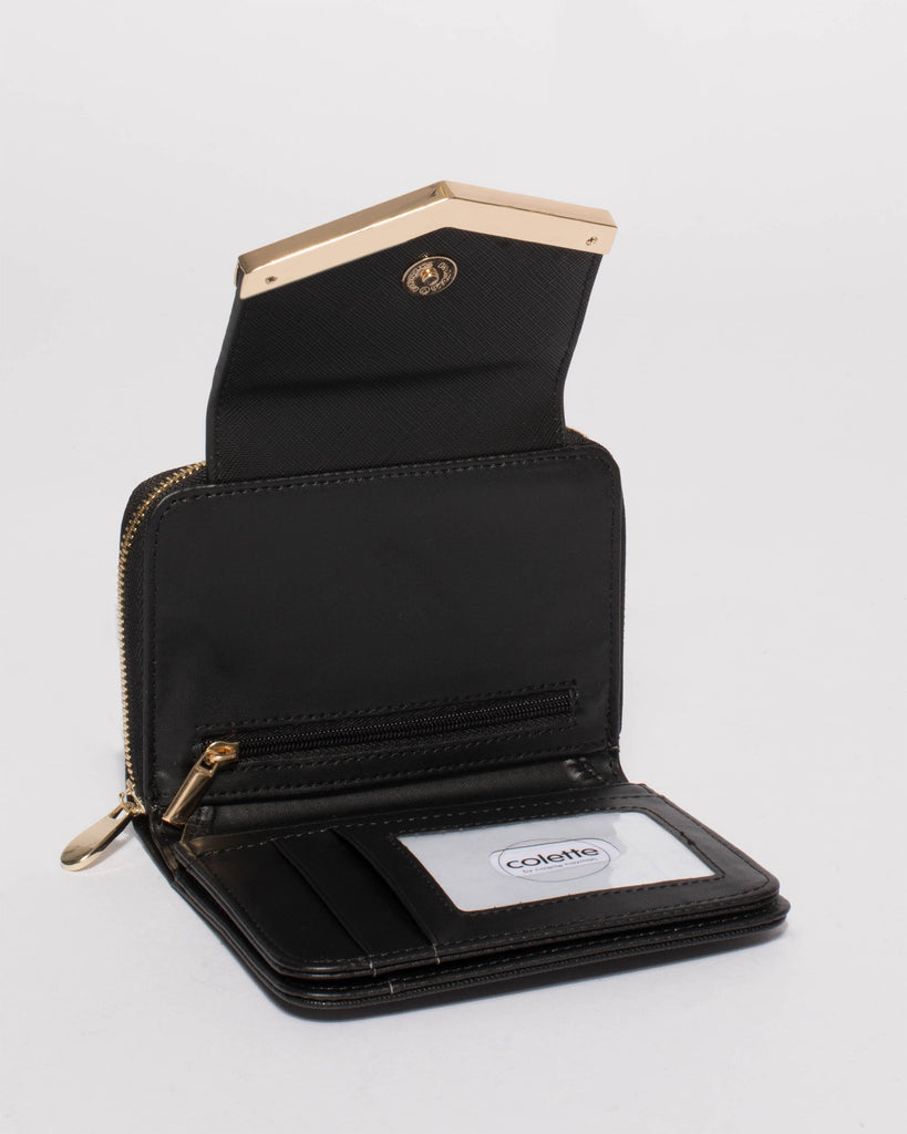 Black Blake Arrow Mini Wallet With Gold Hardware