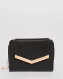Black Blake Arrow Mini Wallet With Gold Hardware