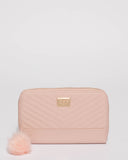 Pink Nina Travel Wallet With Gold Hardware