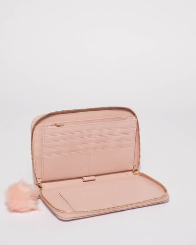 Pink Nina Travel Wallet With Gold Hardware