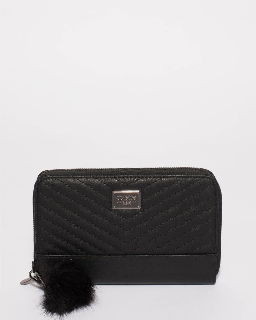 Black Nina Travel Wallet With Gunmetal Hardware