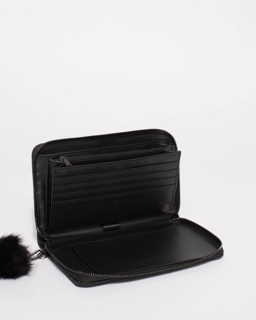 Black Nina Travel Wallet With Gunmetal Hardware