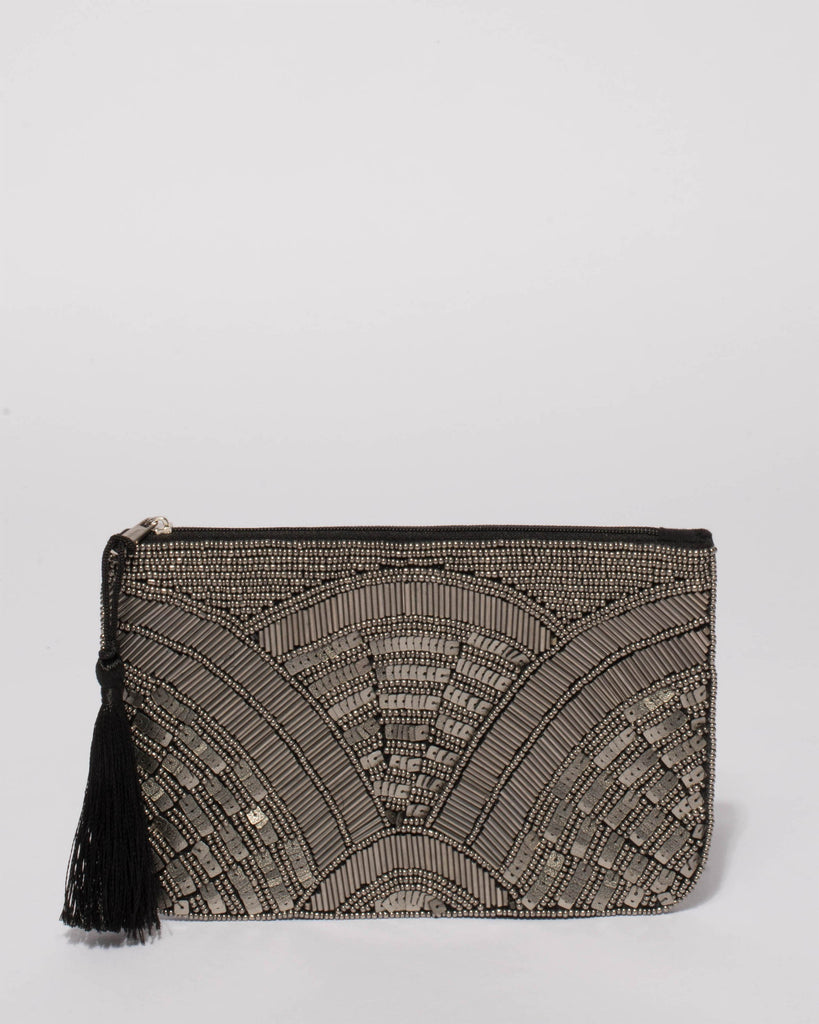 Pewter Alicia Beaded Purse