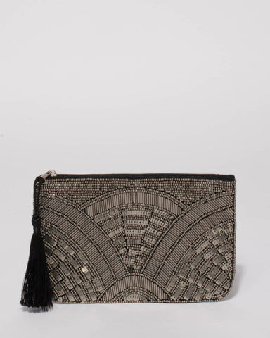 Pewter Alicia Beaded Purse