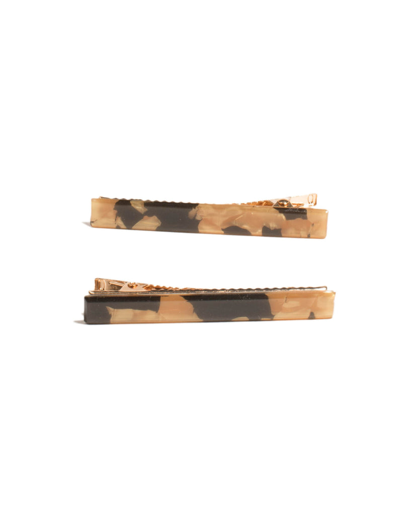 Brown Tortoise Shell  Rectangle Hair Clip Pack