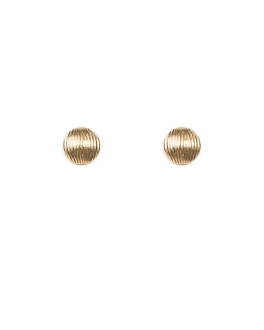 Gold Tone Textured Button Stud Earrings
