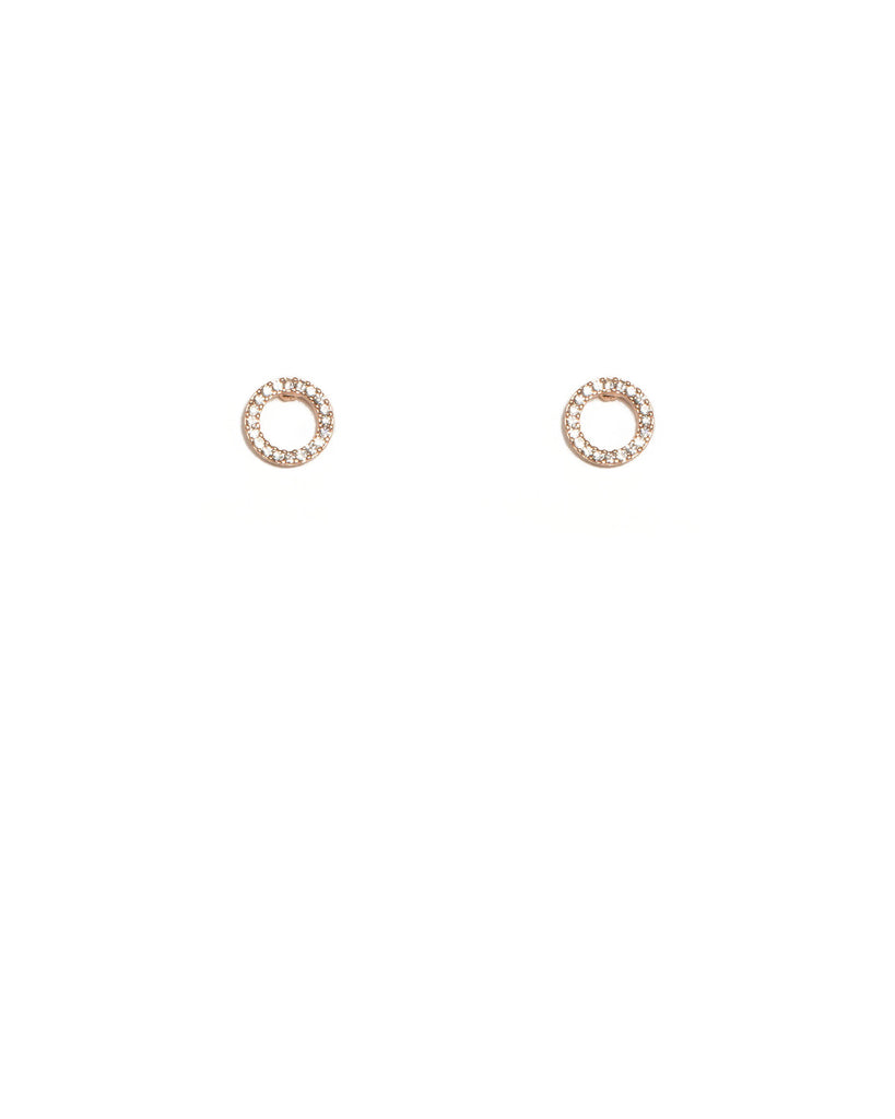 Crystal Rose Gold Tone Diamante Circle Stud Earrings