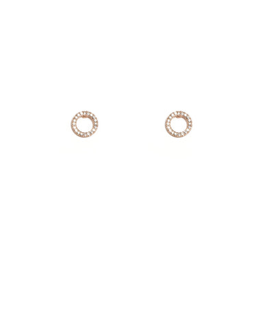 Crystal Rose Gold Tone Diamante Circle Stud Earrings