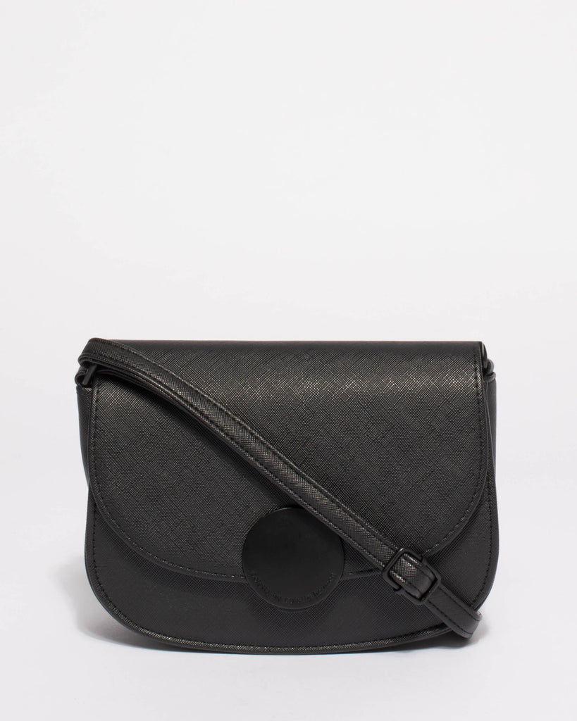 Black Avery Saddle Crossbody Bag