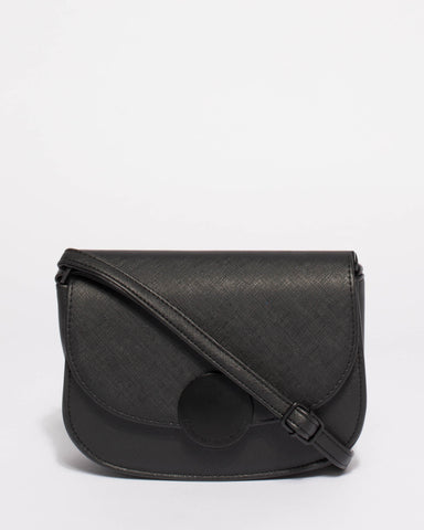 Black Avery Saddle Crossbody Bag