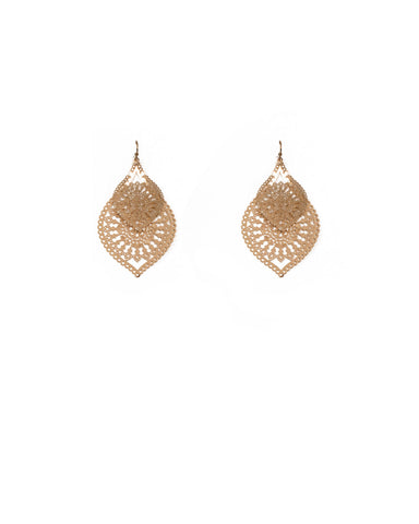 Gold Tone Filigree Double Layered Earrings