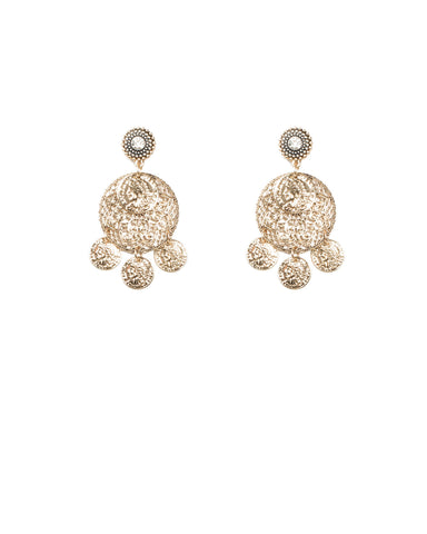 Round Stone Coin Drop Earrings