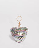 Multi Colour Gold Tone Flipped Sequin Heart Keyring