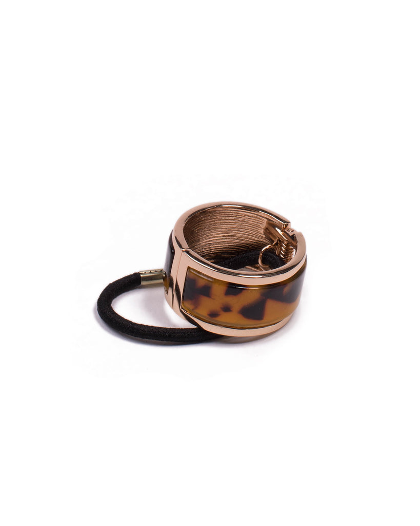 Tortoise Shell Gold Tone Metal Clamp Hair Tie