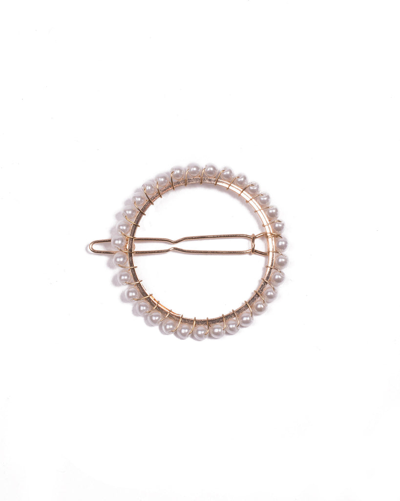 Ivory Gold Tone Pearl Wrap Round Hair Clip