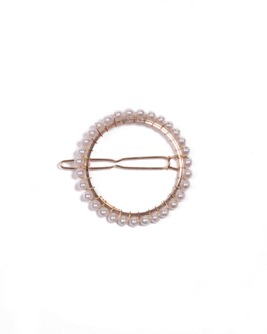 Ivory Gold Tone Pearl Wrap Round Hair Clip