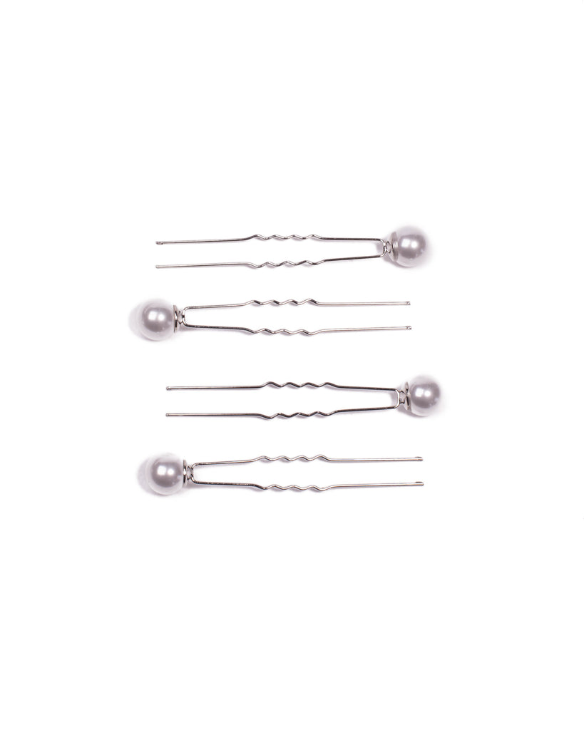Ivory Silver Tone Pearl Silver Hair Pins