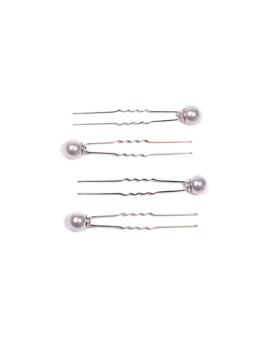 Ivory Silver Tone Pearl Silver Hair Pins