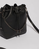 Black Jess Chain Bucket Bag With Gunmetal Hardware