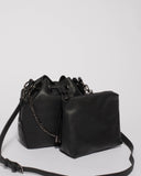 Black Jess Chain Bucket Bag With Gunmetal Hardware