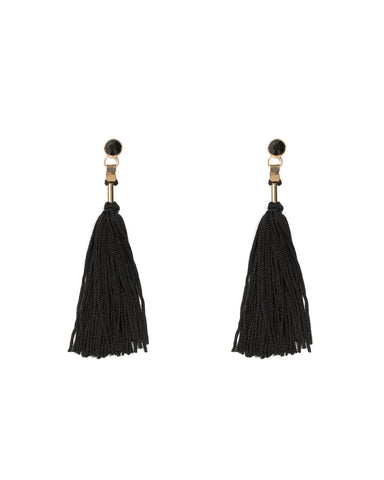Stone Drop Tassel Statement Earrings