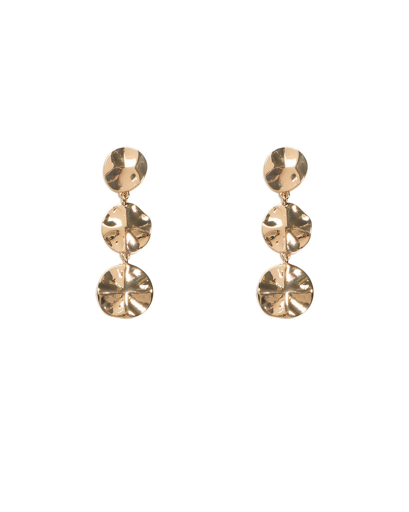 Hammered Drop Disk Earrings