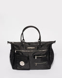 Pocket and Zip Black Nylon Baby Bag