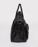 Pocket and Zip Black Nylon Baby Bag