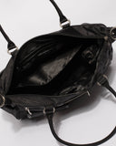Pocket and Zip Black Nylon Baby Bag