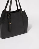 Black Smooth Jackie Slouch Tote Bag
