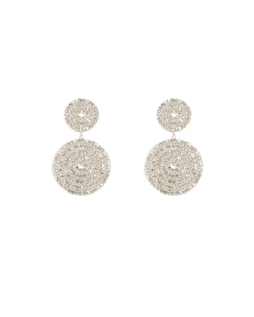 Diamante Double Rounded Drop Earrings