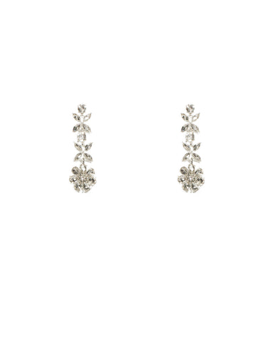 Diamante Silver Flower Drop Earrings