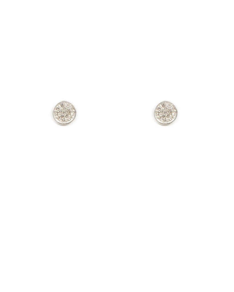 Diamante Pave Disc Stud Earrings