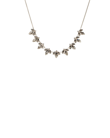 Crystal Silver Tone Navette Stone Short Necklace