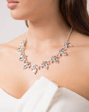 Crystal Silver Tone Navette Stone Short Necklace