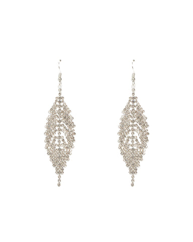 Diamante Chain Leaf Drop Earrings