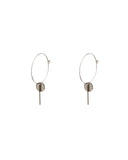 Silver Tone Circle Bar On Hoop Earrings