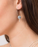 Silver Tone Circle Bar On Hoop Earrings