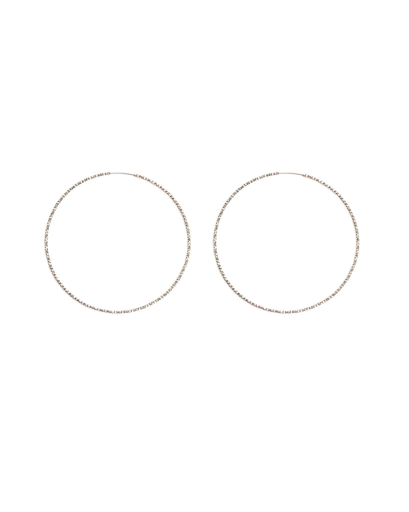 Silver Tone Textured Hoop Earrings