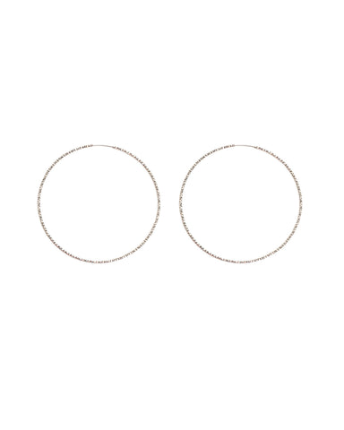 Silver Tone Textured Hoop Earrings