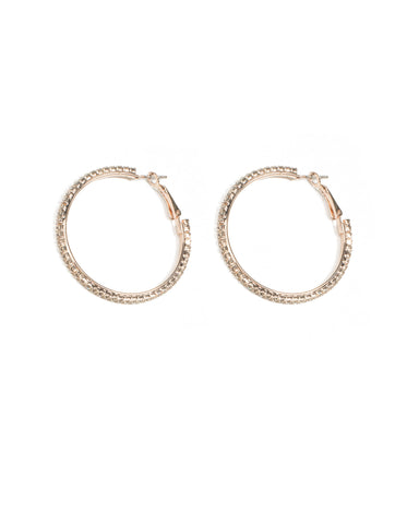 Rose Gold Tone Diamante Chain Hoop Earrings