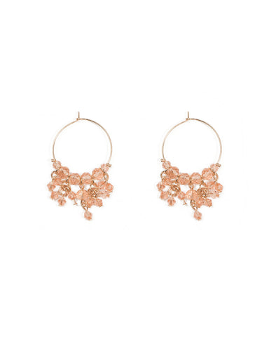 Pink Beaded 25mm Hoop Earrings