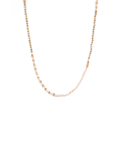Pink Rose Gold Tone Beaded Long Rope Necklace
