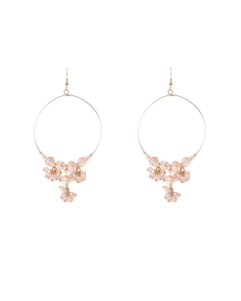 Pink Beaded Circle Drop Earrings