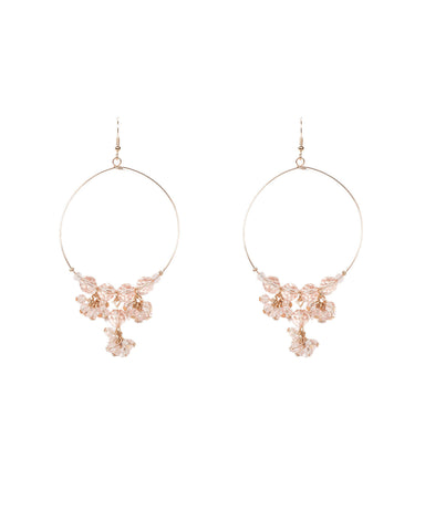 Pink Beaded Circle Drop Earrings