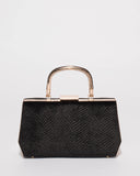 Black Velvet Gia Top Handle Clutch Bag