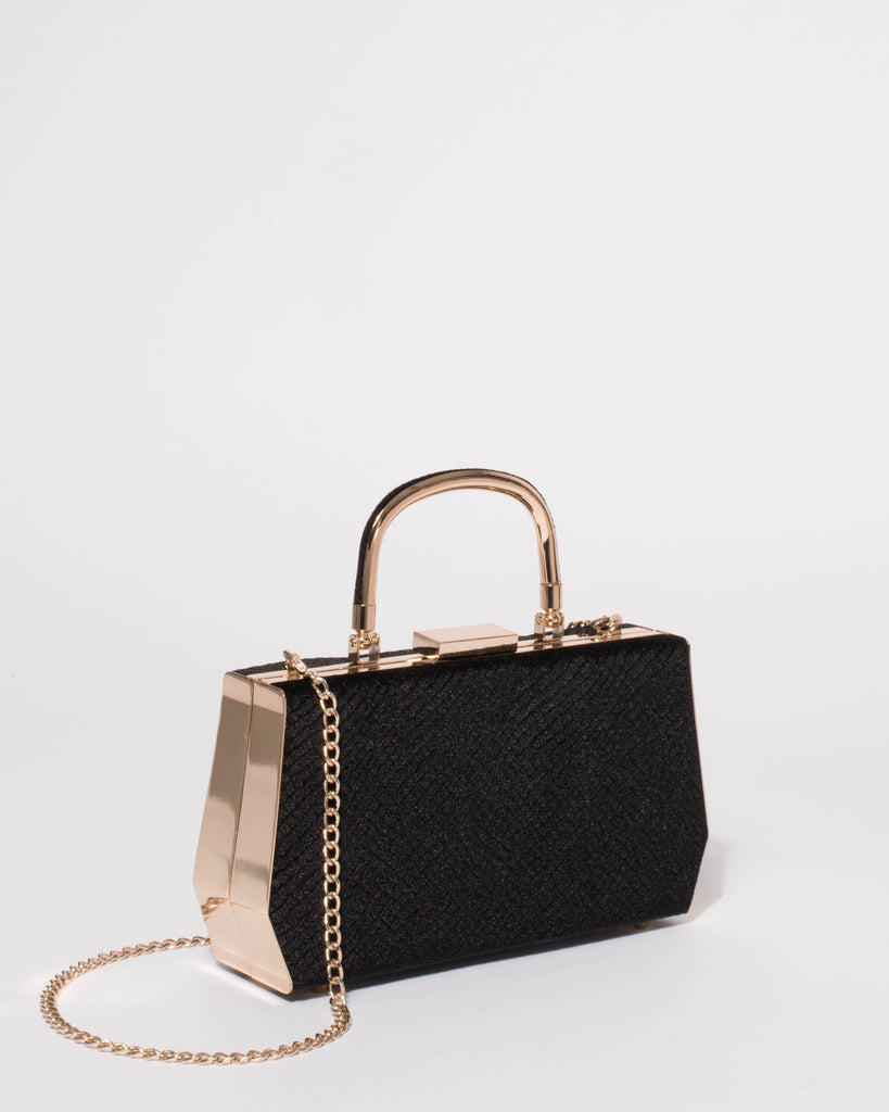 Black Velvet Gia Top Handle Clutch Bag