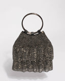 Pewter Maggie Frilled Clutch Bag