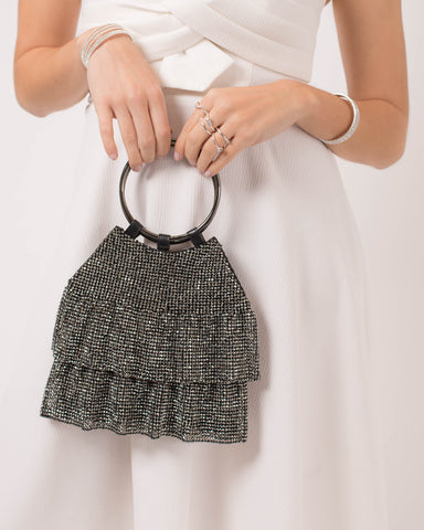 Pewter Maggie Frilled Clutch Bag